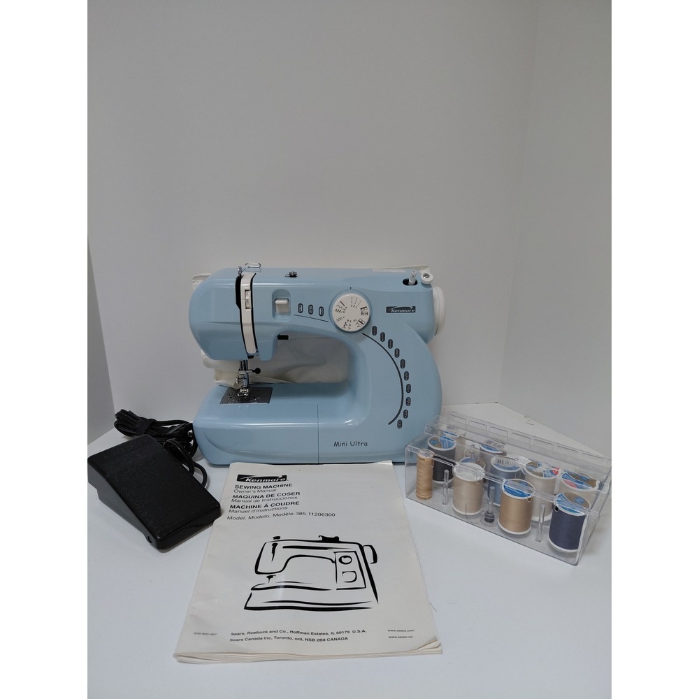 Kenmore Mini Ultra Sewing Machine Blue 385.11206300 Portable with Manual Case